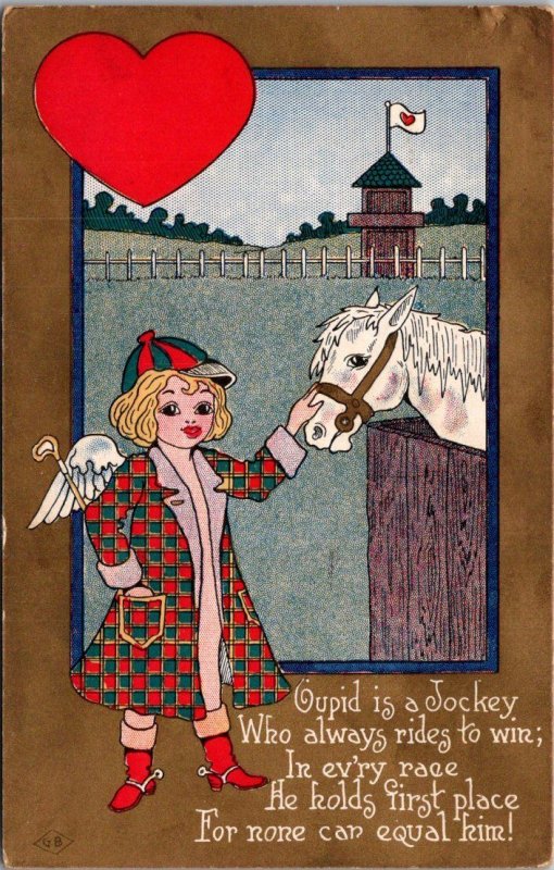 Be My Valentine Cupid Dressed As Jockey 1911