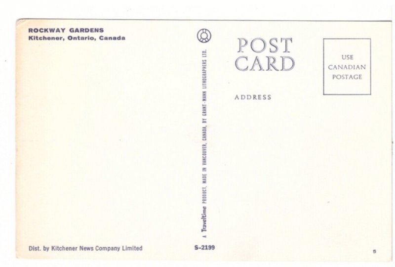 Rockway Gardens Fountain, Kitchener, Ontario, Vintage Chrome Postcard #2