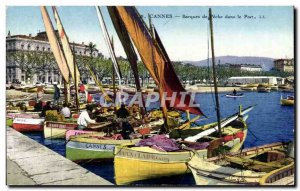 Cannes - Boats of fishing in the port - Old Postcard