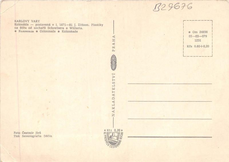 B29676 Karlovy Vary Kolonada postvena   czech republic
