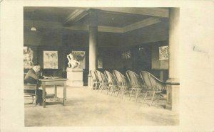 Classic Art Interior man desk World Map C-1910 RPPC Photo Postcard 20-11326