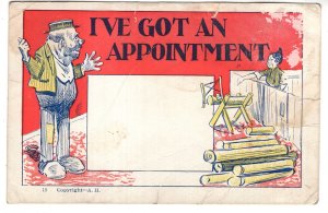 Hobo, Vintage Cartoon, I've Got an Appointment, Work Humour, Used 1907