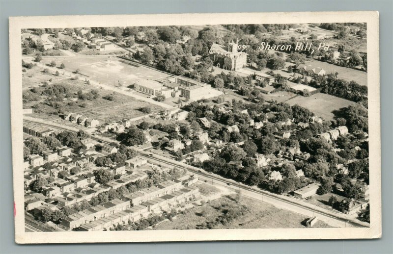 SHARON HILL PA BIRDS EYE VIEW VINTAGE REAL PHOTO POSTCARD RPPC