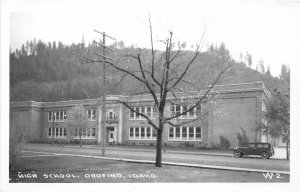 F38/ Orofino Idaho RPPC Postcard c1940s High School Building