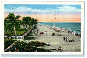 1934 Bathing at Lummus Park Miami Beach Florida FL Cancel Posted Postcard