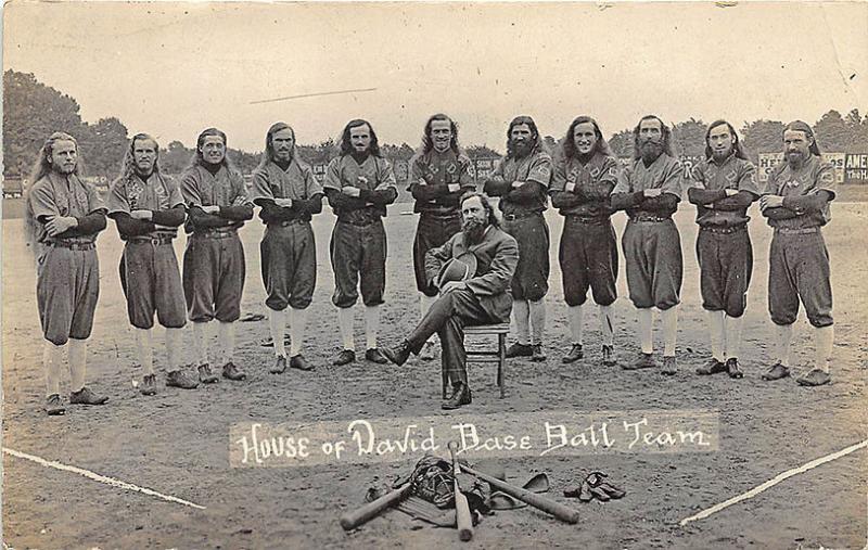 Benton Harbor MI House of David Baseball Team Manager RPPC Postcard