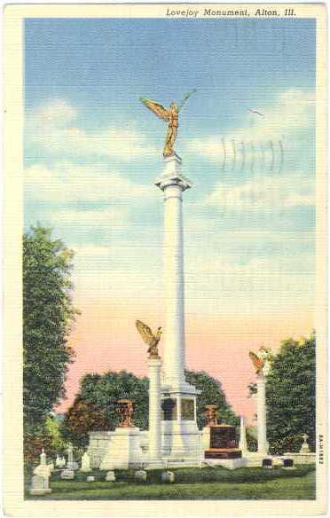 Linen of Lovejoy Monument Alton Illinois IL 1947