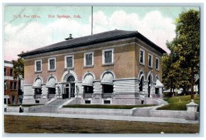 Hot Springs Arkansas AR Postcard US Post Office Exterior Building c1910 Vintage