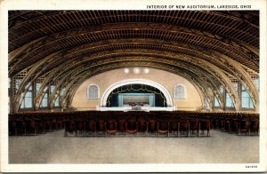 Linen Postcard Interior of Auditorium in Lakeside, Ohio~138402