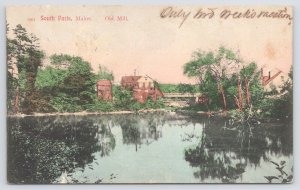 South Paris Maine~Old Mill & Bridge~Reflections on Water~c1905 RPO Postcard