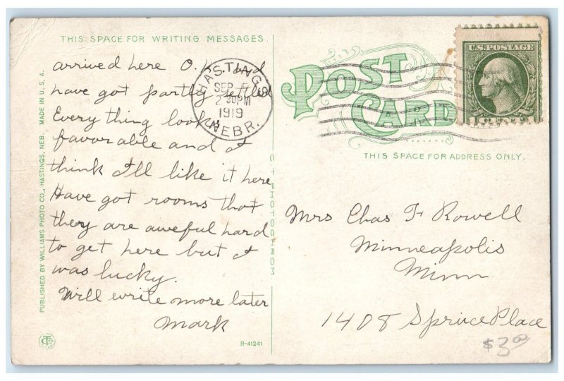 1919 Municipal Power Light And Water Plant Hastings Nebraska NE Posted Postcard