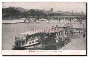 Old Postcard The Seine At Paris Des Arts bridge Barges