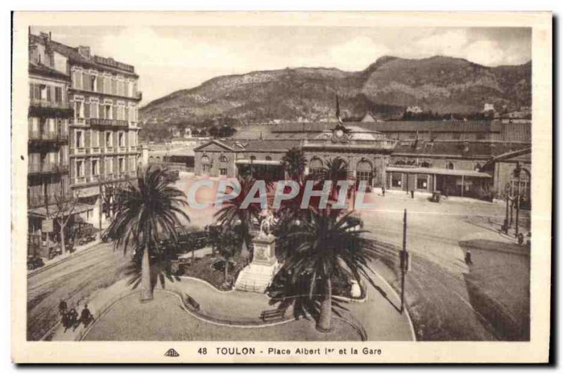 Old Postcard Toulon Place Albert and The Station