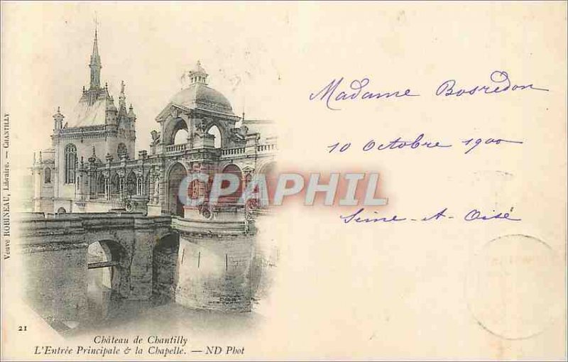 'Old Postcard Chateau de Chantilly L''Entree & Main La Chapelle (1900 card)'