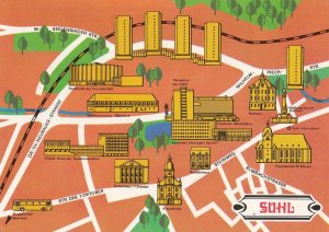 Suhl German Germany Map Karte & Great Postmark Postcard