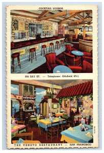Vintage Veneto Resturant San Francisco. Postcard P128E