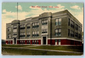 Albia Iowa IA Postcard New High School Exterior Building c1919 Vintage Antique