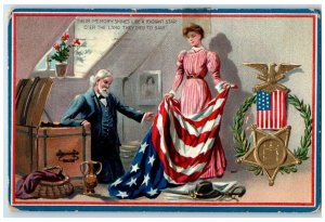 1909 Woman Patriotic Flag Decoration Day Anamosa Iowa IA Tuck's Antique Postcard