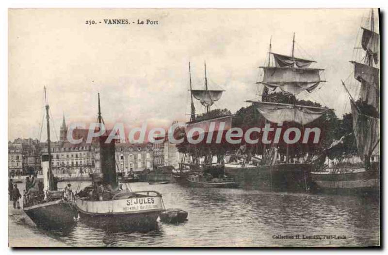 Old Postcard Vannes Le Port Saint Jules boat