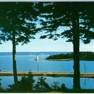 c1960s Baddeck, NS Postcard Kidston Island Lighthouse Bras D'Or Lake Paul Pix