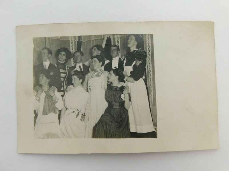 Play Cast Men Dressed As Women Actors Cyko Real Photo Vintage Postcard