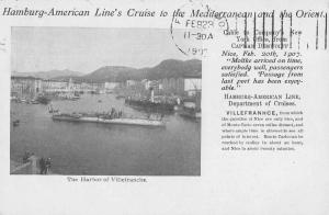 Villefranche France Harbor Hamburg-American Line Private Mail Postcard J81185