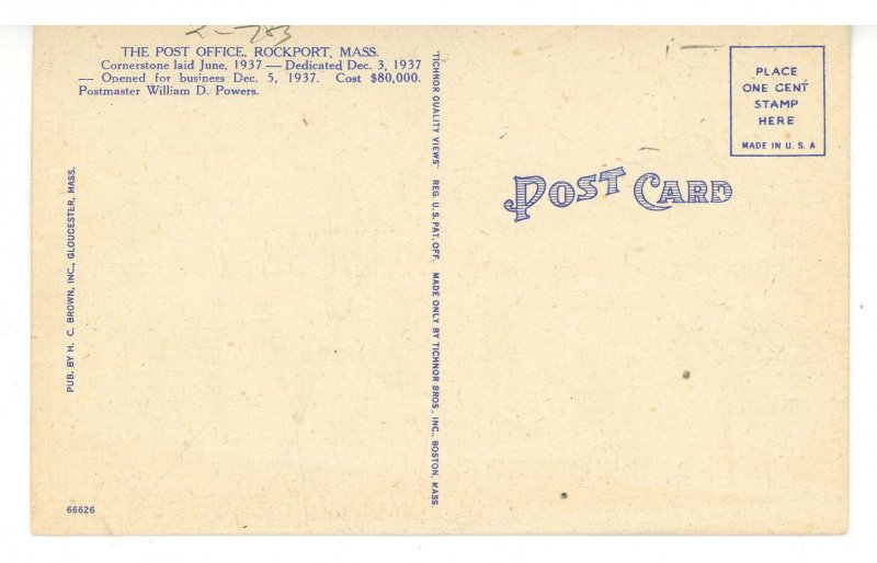 MA - Rockport. Post Office