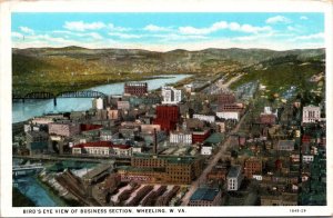 Postcard Birds Eye View of Business Section in Wheeling, West Virginia