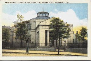 USA Monumental Church Richmond Virginia Postcard 03.20