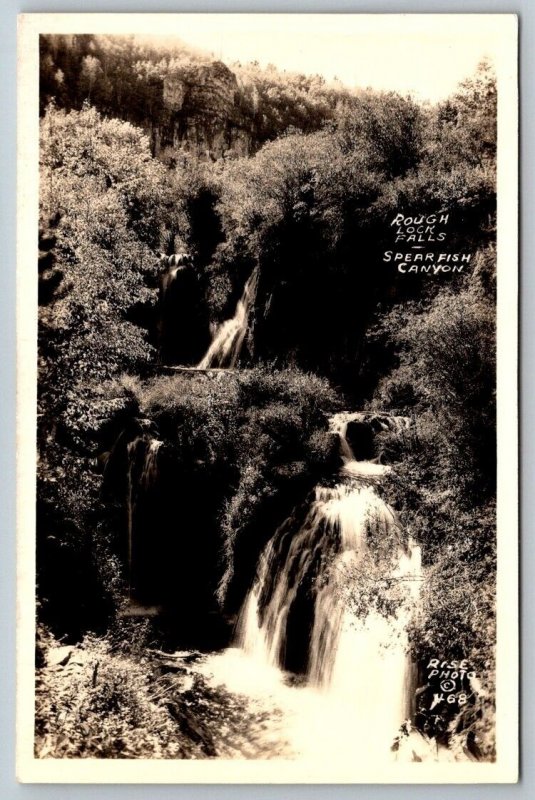 RPPC Real Photo Postcard - Rough Lock Falls - Spearfish Canyon - South Dakota