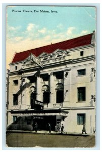 1911 Princess Theatre Des Moines Iowa IA Posted Antique Postcard