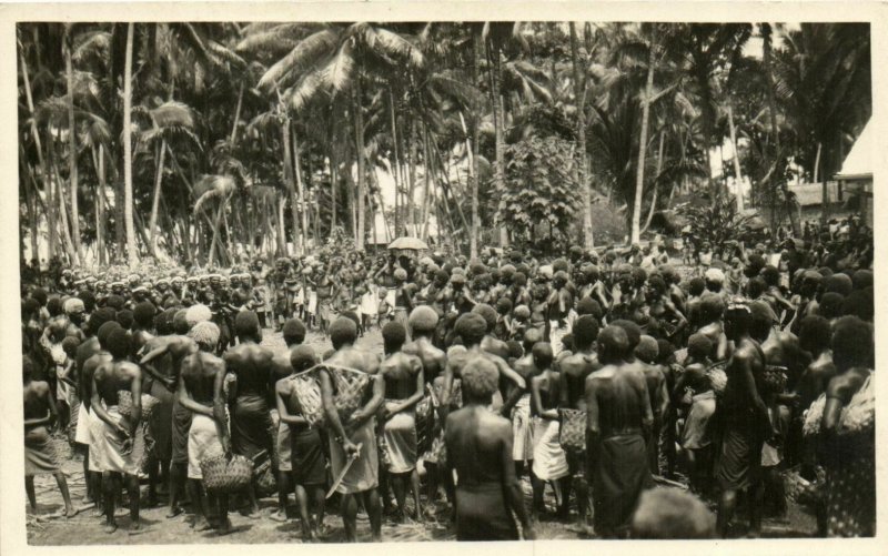 PC CPA PAPUA NEW GUINEA, NATIVE TRIBAL SCENE, REAL PHOTO Postcard (b19779)