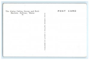 Alpine Cabins Gas Station Pumps Sullivan ME Maine Postcard (DX15)