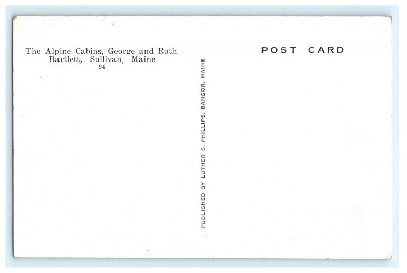 Alpine Cabins Gas Station Pumps Sullivan ME Maine Postcard (DX15)