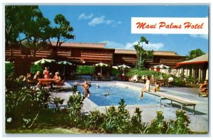 c1940's Maui Palms Hotel Swimming Pool Kahului Bay Hawaii HI Vintage Postcard