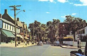 Bristol RI Hope Street Storefronts Old Cars Postcard