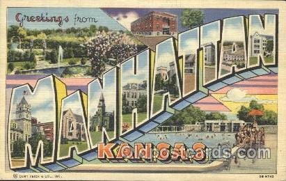 Manhattan, Kansas, USA Large Letter Town Unused paper wear on back side from ...