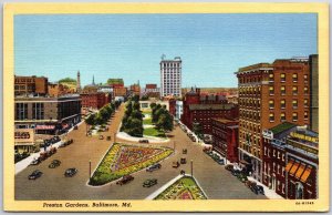 Preston Gardens Baltimore Maryland MD Street View Buildings Landscapes Postcard