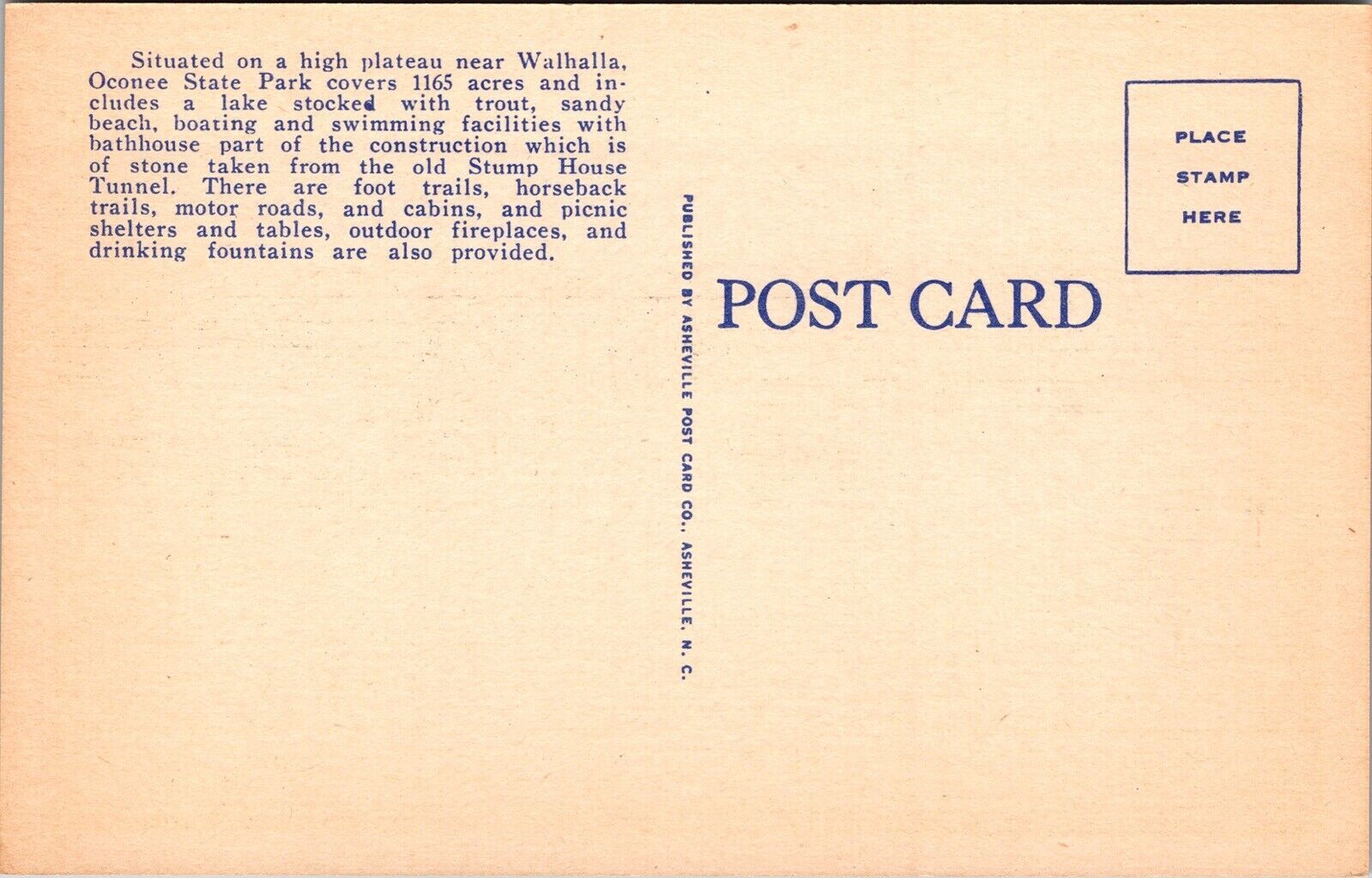 Scene Oconee State Park Walhalla SC South Carolina Linen Postcard VTG