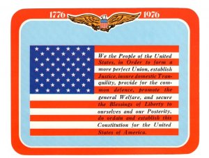 American Flag Preamble Constitution, 1776-1976, Large 5X7 Inch Postcard