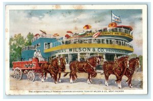 c1940's Six Horse Champion Clydesdale Team Wilson Co. Advertising Postcard 