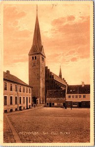 Denmark Helsingor St. Olaf's Church Helsingør Vintage Postcard C003