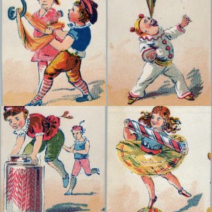 x4 SET c1880s Cute Children Gymnast Circus Performer Trade Cards Clown LOT C54