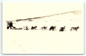 1930s ALASKA DOG SLED TEAM MALAMUTES AND HUSKIES PHOTO RPPC POSTCARD P3893