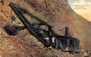 Steam Shovel in Rock Cut Panama Canal 1912c postcard