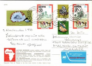 VINTAGE CONTINENTAL SIZE POSTCARD LEATHER WORKER MAILED FROM KENYA 1981