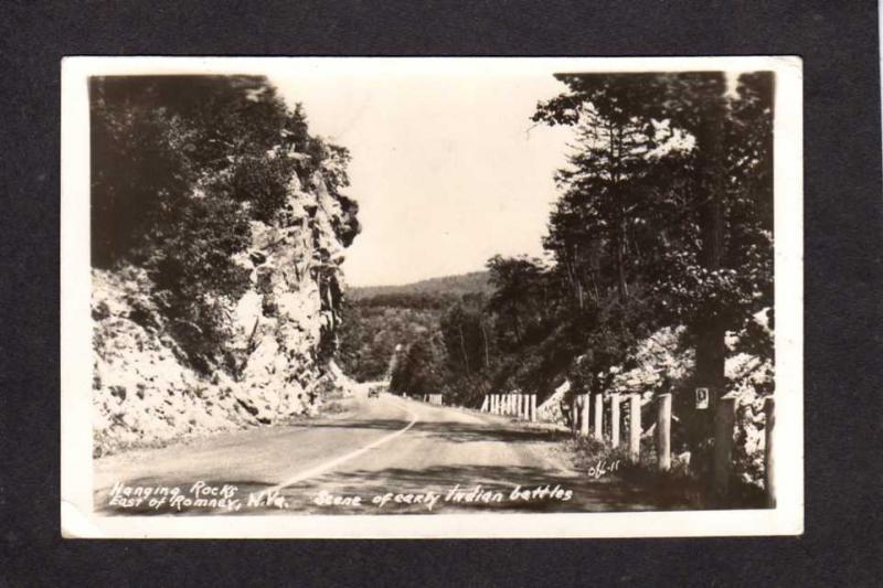 WV Hanging Rocks, Indian Battles, Romney, West Virginia Real Photo Postcard RPPC