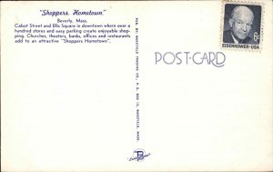 Beverly Massachusetts MA Cabot Street Classic 1950s Cars Vintage Postcard