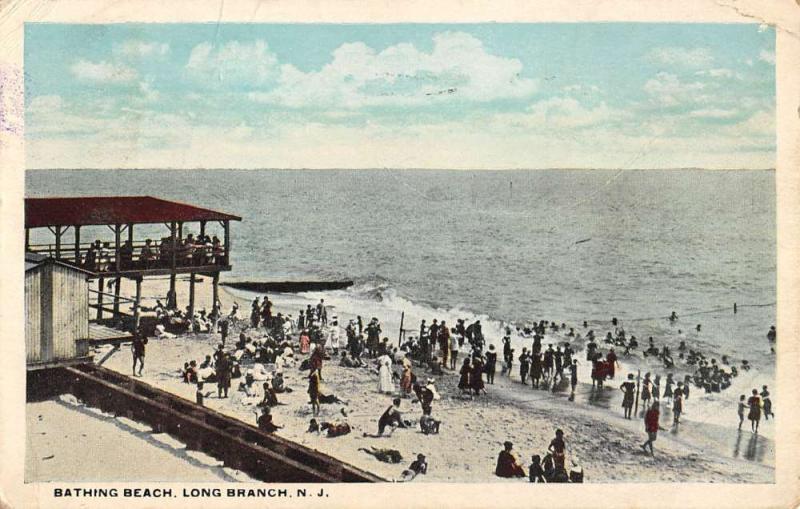 Long Branch New Jersey Bathing Beach Waterfront Antique Postcard K93716