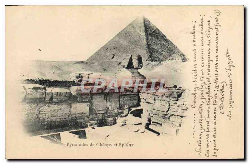 CPA Egypt Egypte Pyramides de Cheops et Sphinx 